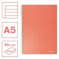 Spirálfüzet, A5, vonalas, 80 lap, ESSELTE "Colour'Breeze", korall