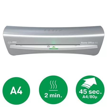 Laminálógép, A4, 75-125 mikron, LEITZ "iLam Home Office", szürke