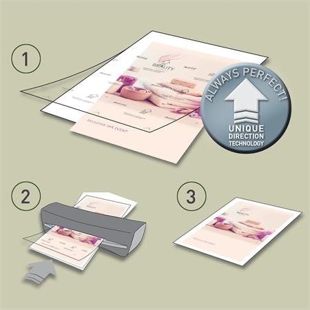 Meleglamináló fólia, 125 mikron, A4, fényes, UDT technológiával, LEITZ "iLam"