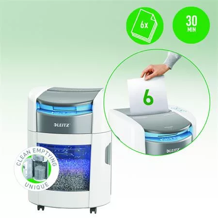 Iratmegsemmisítő, mikrokonfetti, 150 lap, LEITZ "IQ OptiMax Autofeed Home Office 150 P5"