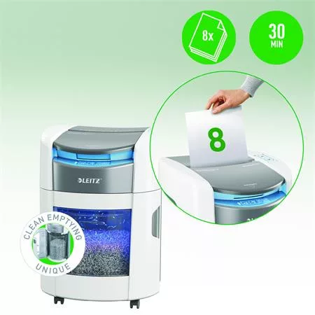 Iratmegsemmisítő, konfetti, 150 lap, LEITZ "IQ OptiMax Autofeed Home Office 150 P4"