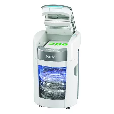 Iratmegsemmisítő, konfetti, 200 lap, LEITZ "IQ OptiMax Autofeed Small Office 200 P4"