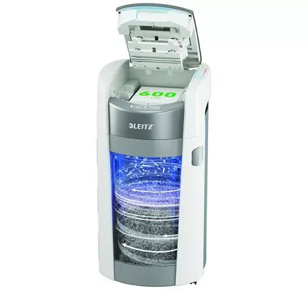 Iratmegsemmisítő, konfetti, 600 lap, LEITZ "IQ OptiMax Autofeed Office Pro 600 P4"