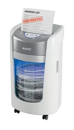Iratmegsemmisítő, mikrokonfetti, 6 lap, LEITZ "IQ OptiMax Home Office 225 P5"