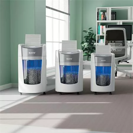 Iratmegsemmisítő, mikrokonfetti, 6 lap, LEITZ "IQ OptiMax Home Office 225 P5"