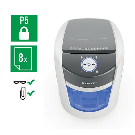 Iratmegsemmisítő, mikrokonfetti, 8 lap, LEITZ "IQ OptiMax Small Office 350 P5"