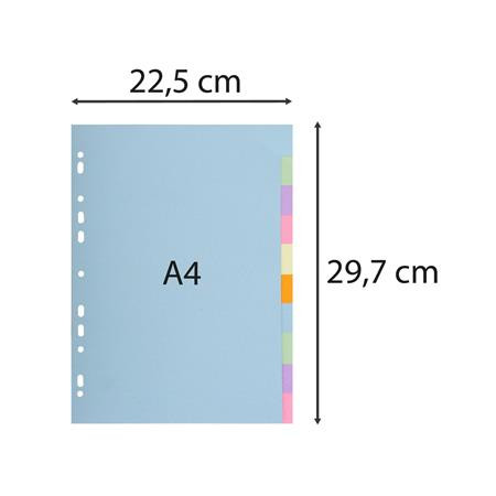 Regiszter, karton, A4, 10 részes, EXACOMPTA, pasztell színek