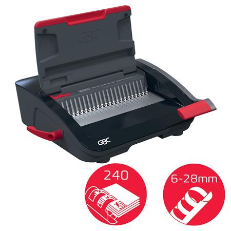 Spirálozógép, műanyag spirálkötéshez, manuális, 240 lap, GBC "CombBind CB20"