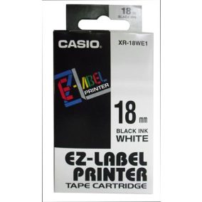 Feliratozógép szalag, 18 mm x 8 m, CASIO, fehér-fekete Feliratozógép szalag, 18 mm x 8 m, CASIO, fehér-fekete