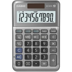 Számológép, asztali, 10 számjegy, CASIO "MS-100 FM", szürke   Számológép, asztali, 10 számjegy, CASIO "MS-100 FM", szürke