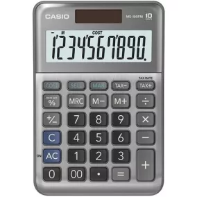   Számológép, asztali, 10 számjegy, CASIO "MS-100 FM", szürke
