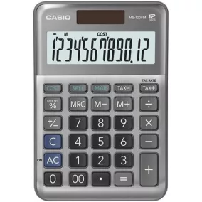   Számológép, asztali, 12 számjegy, CASIO "MS-120 FM", szürke