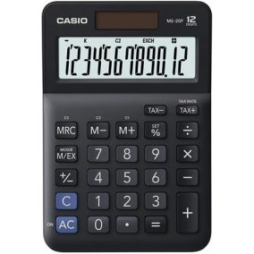 Számológép, asztali, 12 számjegy, CASIO "MS-20 F", fekete   Számológép, asztali, 12 számjegy, CASIO "MS-20 F", fekete