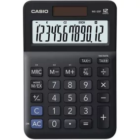   Számológép, asztali, 12 számjegy, CASIO, "MS-20 F", fekete