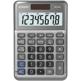 Számológép, asztali, 8 számjegy, CASIO "MS-80 F", szürke   Számológép, asztali, 8 számjegy, CASIO "MS-80 F", szürke
