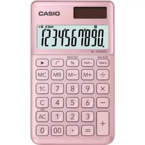   Zsebszámológép, 10 számjegy, CASIO "SL 1000", világos rózsaszín