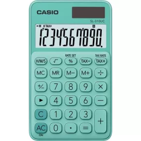   Zsebszámológép, 10 számjegy, CASIO "SL 310", zöld