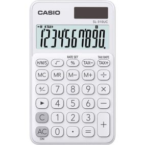Zsebszámológép, 10 számjegy, CASIO "SL 310" fehér   Zsebszámológép, 10 számjegy, CASIO "SL 310" fehér