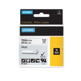 Feliratozógép szalag, vinil, 19 mm x 5,5 m, DYMO "Rhino", fehér-fekete   Feliratozógép szalag, vinil, 19 mm x 5,5 m, DYMO "Rhino", fehér-fekete