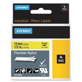 Feliratozógép szalag, flexibilis ID, 12 mm x 3,5 m, DYMO "Rhino", sárga-fekete   Feliratozógép szalag, flexibilis ID, 12 mm x 3,5 m, DYMO "Rhino", sárga-fekete