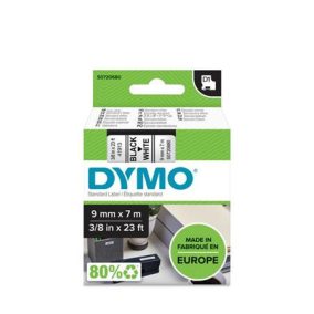 Feliratozógép szalag, 9 mm x 7 m, DYMO "D1", fehér-fekete   Feliratozógép szalag, 9 mm x 7 m, DYMO "D1", fehér-fekete