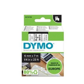 Feliratozógép szalag, 6 mm x 7 m, DYMO "D1", fehér-fekete   Feliratozógép szalag, 6 mm x 7 m, DYMO "D1", fehér-fekete
