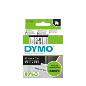 Feliratozógép szalag, 12 mm x 7 m, DYMO "D1", fehér-fekete   Feliratozógép szalag, 12 mm x 7 m, DYMO "D1", fehér-fekete