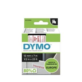 Feliratozógép szalag, 12 mm x 7 m, DYMO "D1", fehér-piros   Feliratozógép szalag, 12 mm x 7 m, DYMO "D1", fehér-piros