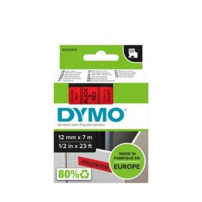 Feliratozógép szalag, 12 mm x 7 m, DYMO "D1", piros-fekete   Feliratozógép szalag, 12 mm x 7 m, DYMO "D1", piros-fekete