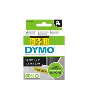 Feliratozógép szalag, 12 mm x 7 m, DYMO "D1", sárga-fekete   Feliratozógép szalag, 12 mm x 7 m, DYMO "D1", sárga-fekete