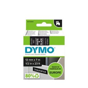 Feliratozógép szalag, 12 mm x 7 m, DYMO "D1", fekete-fehér   Feliratozógép szalag, 12 mm x 7 m, DYMO "D1", fekete-fehér