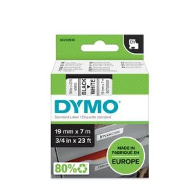Feliratozógép szalag, 19 mm x 7 m, DYMO "D1", fehér-fekete   Feliratozógép szalag, 19 mm x 7 m, DYMO "D1", fehér-fekete