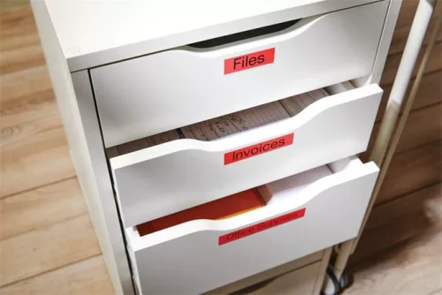 Feliratozógép szalag, 19 mm x 7 m, DYMO "D1", piros-fekete