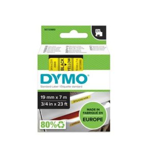 Feliratozógép szalag, 19 mm x 7 m, DYMO "D1", sárga-fekete   Feliratozógép szalag, 19 mm x 7 m, DYMO "D1", sárga-fekete