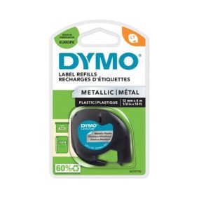 Feliratozógép szalag, műanyag, 12 mm x 4 m, DYMO "Letratag", ezüst   Feliratozógép szalag, műanyag, 12 mm x 4 m, DYMO "Letratag", ezüst