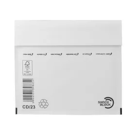   Légpárnás tasak, 175x200 mm külméret, 165x180 mm belméret, VICTORIA PAPER, "CD boríték", fehér