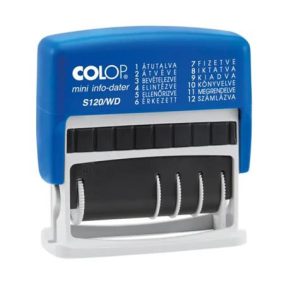 Dátum- és szövegbélyegző, 12 féle szöveggel, COLOP "S120/WD"   Dátum- és szövegbélyegző, 12 féle szöveggel, COLOP "S120/WD"