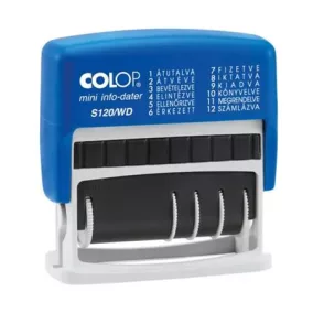   Dátum- és szövegbélyegző, 12 féle szöveggel, COLOP "S120/WD"