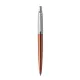 Golyóstoll, 0,7 mm, ezüst színű klip, Chelsea narancssárga tolltest, PARKER "Royal Jotter", kék