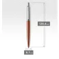   Golyóstoll, 0,7 mm, ezüst színű klip, Chelsea narancssárga tolltest, PARKER "Royal Jotter", kék