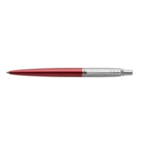   Golyóstoll, 0,7 mm, ezüst színű klip, Kensigton piros tolltest, PARKER "Royal Jotter", kék