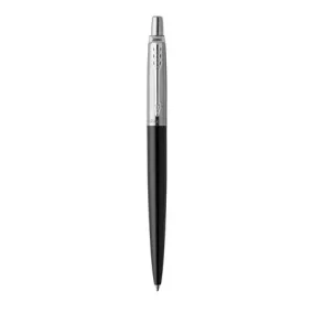   Golyóstoll, 0,7 mm, ezüst színű klip, bond street fekete tolltest, PARKER, "Royal Jotter", kék