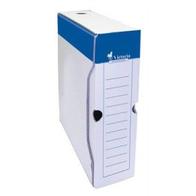 Archiválódoboz, A4, 80 mm, karton, VICTORIA OFFICE, kék-fehér   Archiválódoboz, A4, 80 mm, karton, VICTORIA OFFICE, kék-fehér