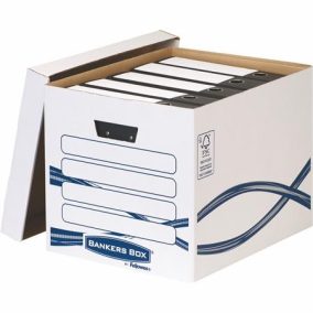 Archiválókonténer, karton, FELLOWES, "Bankers Box Basic Tall", kék-fehér   Archiválókonténer, karton, FELLOWES, "Bankers Box Basic Tall", kék-fehér