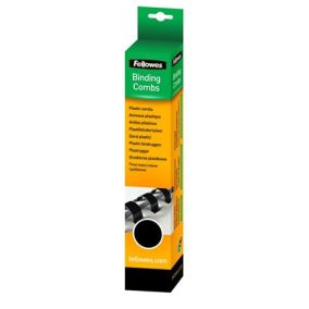   Spirál, műanyag, 16 mm, 101-120 lap, FELLOWES, 25 db, fekete