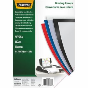 Hátlap, A4, 280 mikron, polipropilén, matt, FELLOWES "Futura", fekete   Hátlap, A4, 280 mikron, polipropilén, matt, FELLOWES "Futura", fekete