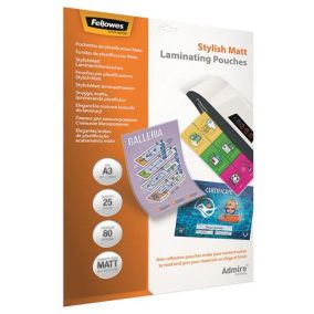   Meleglamináló fólia, 80 mikron, A3, matt, 25 db, FELLOWES, "Admire Stylish"