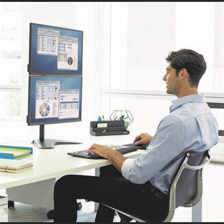 Monitortartó kar, FELLOWES, "Seasa™ Dual Stacking", fekete