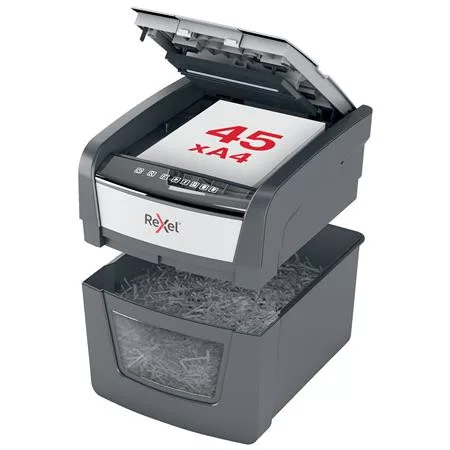 Iratmegsemmisítő, konfetti, 45 lap, REXEL "Optimum AutoFeed 45X"