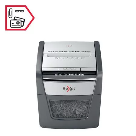Iratmegsemmisítő, konfetti, 45 lap, REXEL "Optimum AutoFeed 45X"